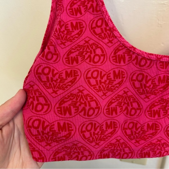 Savage X Fenty Rib Sleep Crop Top Millennial Pink Flirt Alert Size Large Cozy - Picture 4 of 8